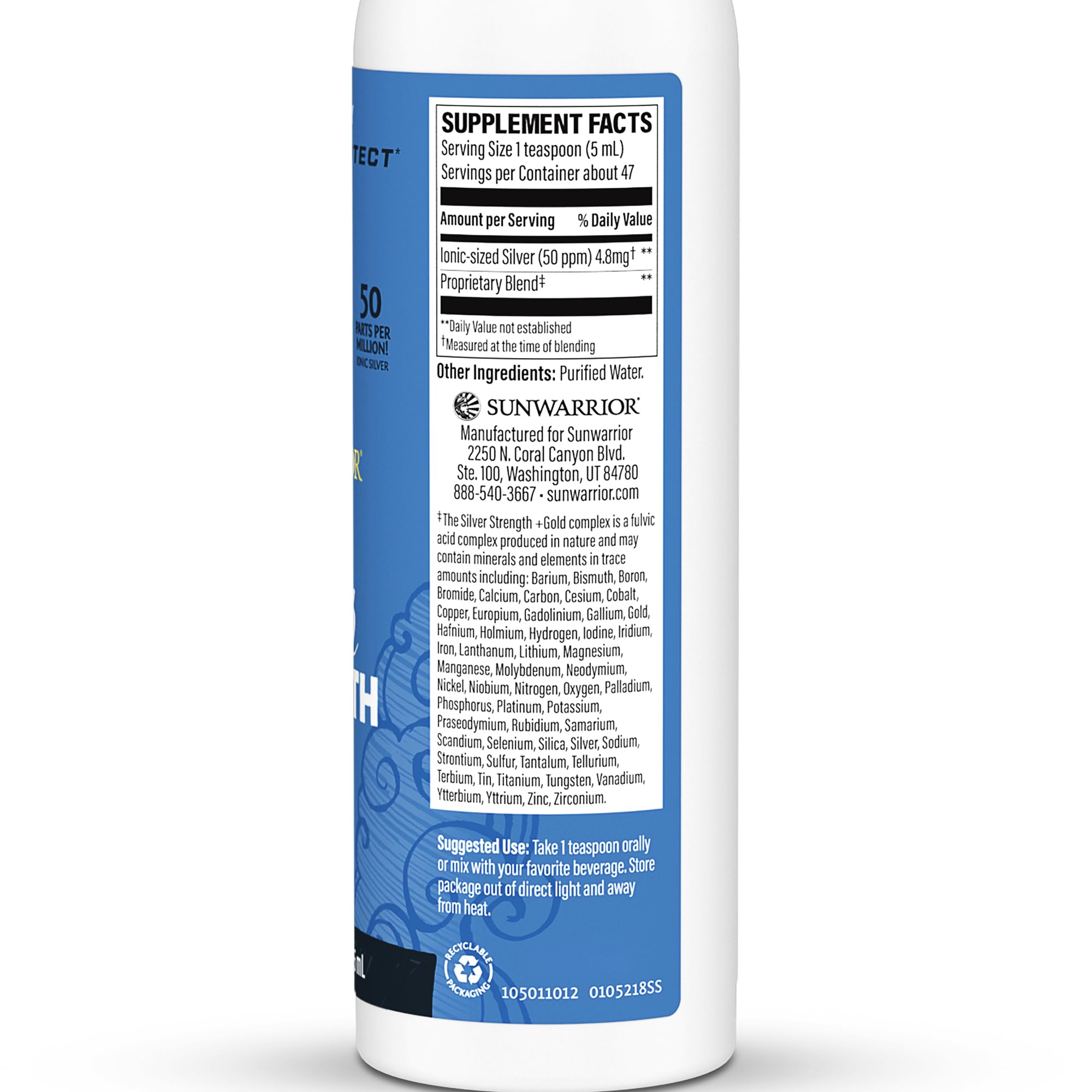 Foto 2 | Suplemento De Complejo De Ácido Fúlvico Sunwarrior, 240 Ml, Silver Strength - Venta Internacional.
