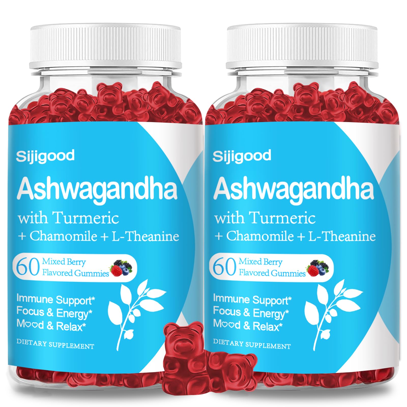 Paquete De 2 Gomitas Ashwagandha Sijigood Con L-teanina Y 120 Gomitas - Venta Internacional.