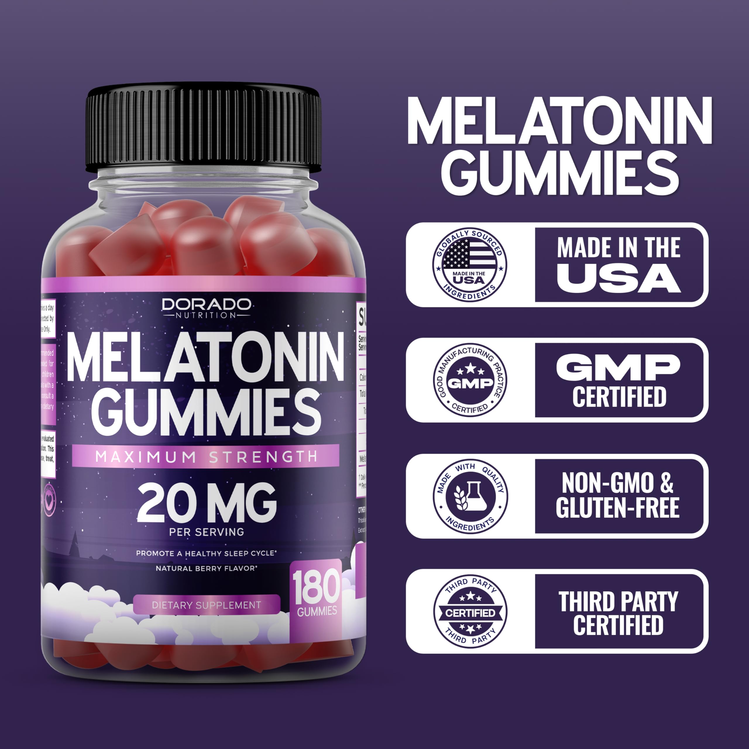 Foto 5 pulgar | Gomitas De Melatonina Dorado Nutrition 20 Mg Para Adultos (180 Unidades) - Venta Internacional.