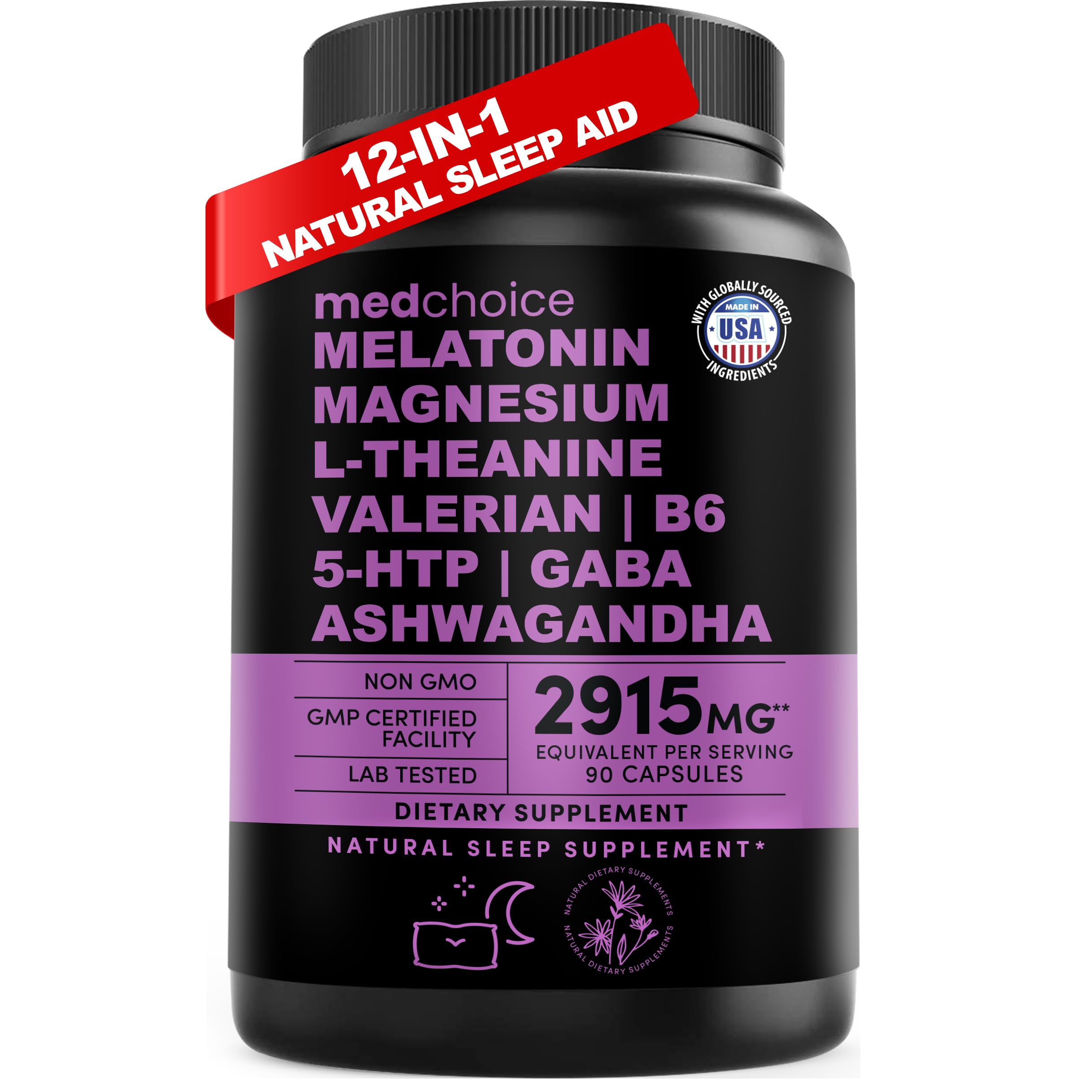 Foto 2 pulgar | Suplemento Para Dormir Medchoice Melatonina 5 Mg Con Magnesio 500 Mg - Venta Internacional.