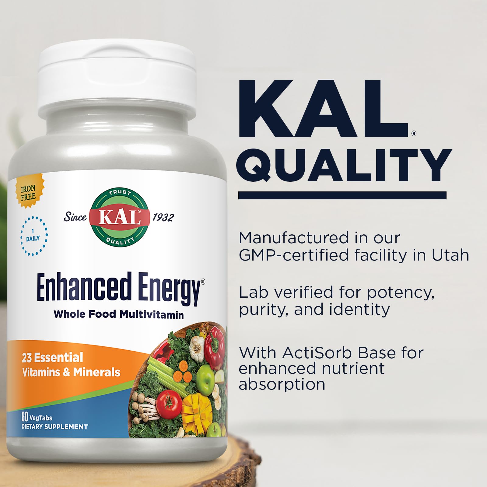 Foto 5 pulgar | Suplementos Multivitamínicos Kal Enhanced Energy Una Vez Al Día, 60 Tabletas - Venta Internacional.