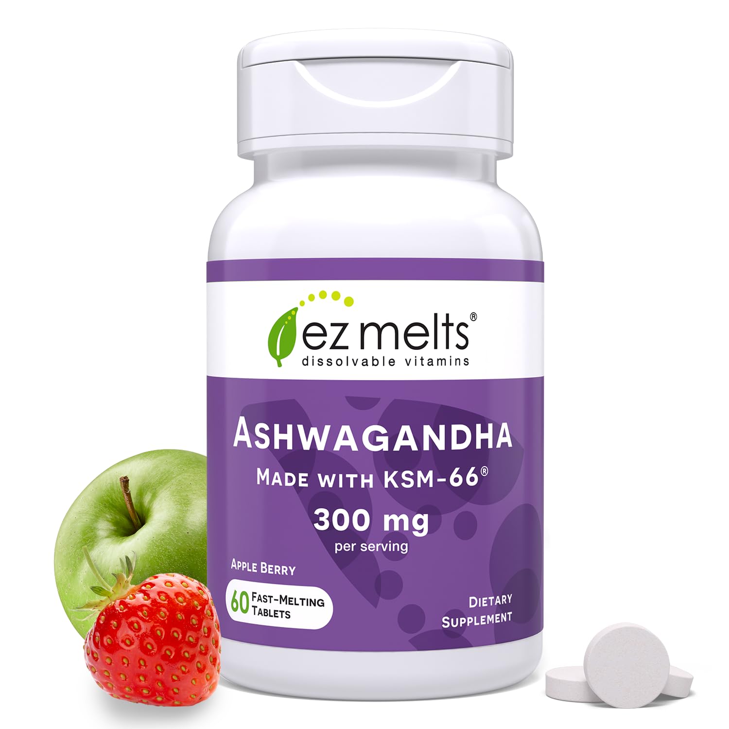 Foto 2 pulgar | Suplemento Ez Melts Ksm-66 Soluble De Ashwagandha 300 Mg - Venta Internacional.