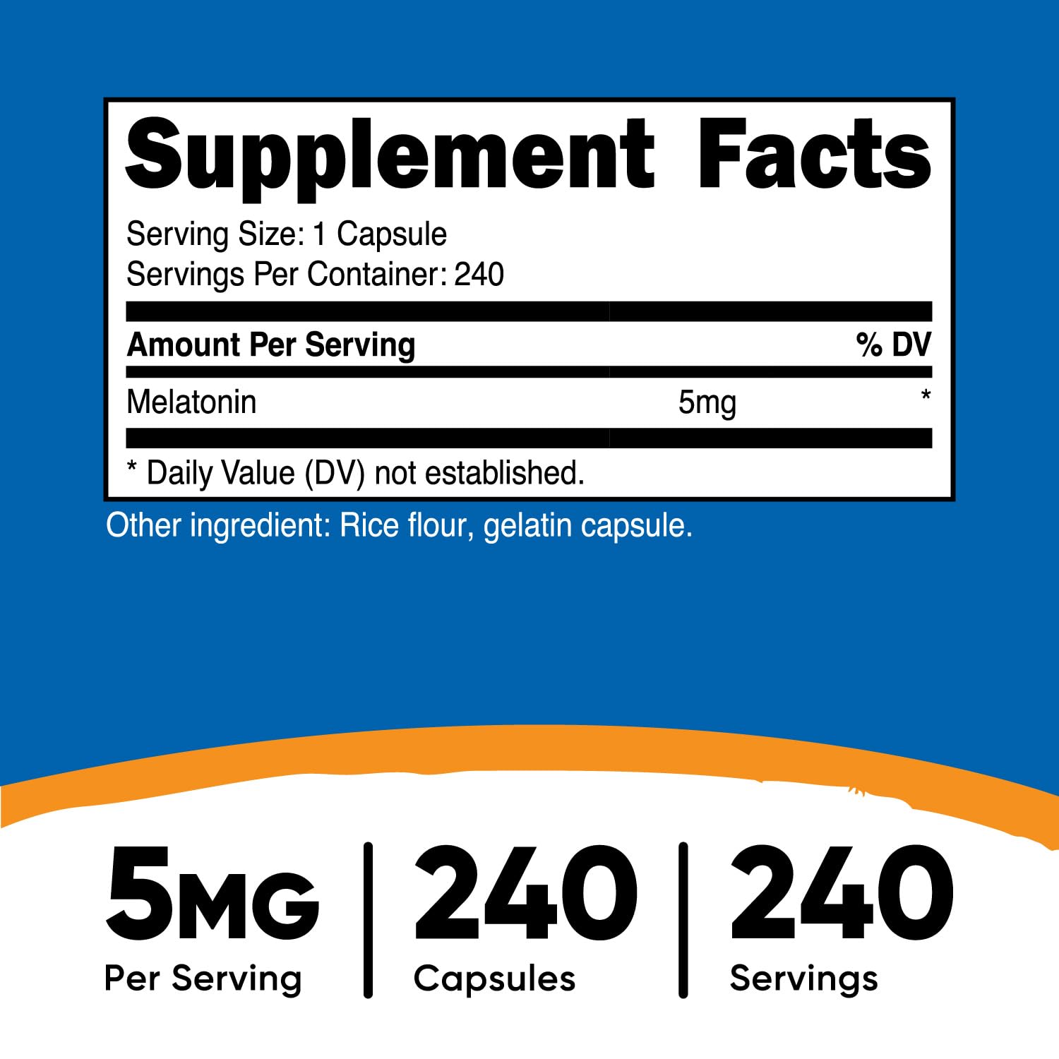 Foto 3 pulgar | Suplemento Nutricost Melatonin 5 Mg 240 Cápsulas Sin Ogm - Venta Internacional.