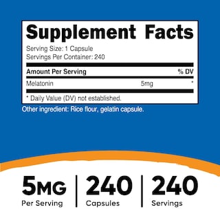 Foto 2 | Suplemento Nutricost Melatonin 5 Mg 240 Cápsulas Sin Ogm - Venta Internacional.
