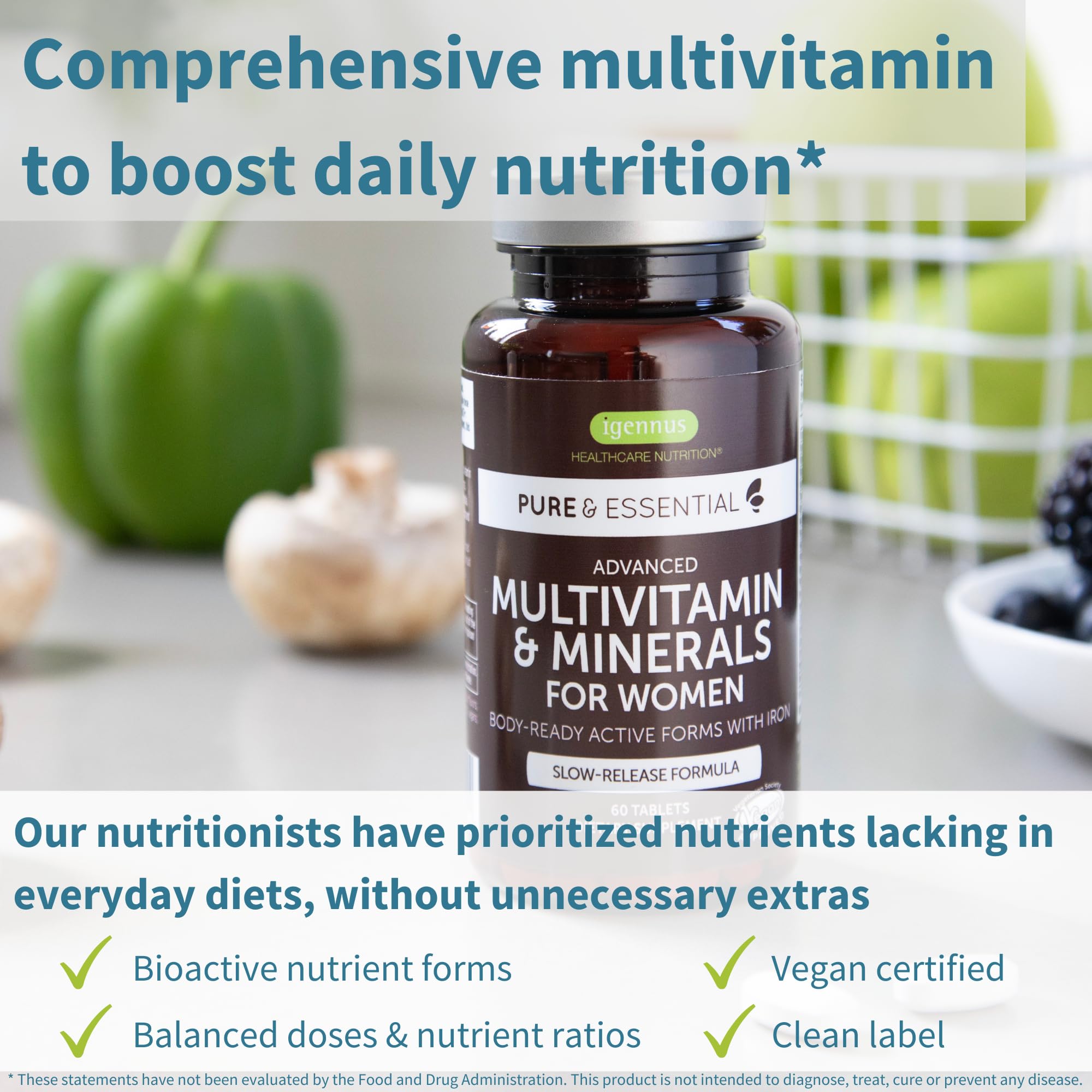 Foto 2 | Multivitamínico Metilado para Mujeres Supplement Igennus 60 Comprimidos - Venta Internacional