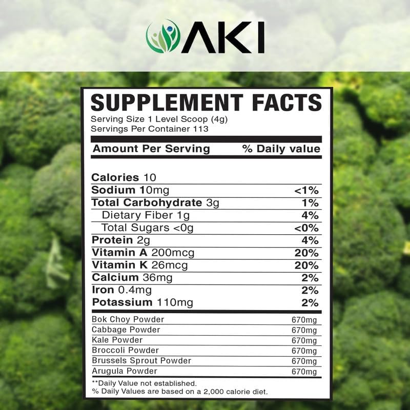 Foto 4 pulgar | Crucíferos en Polvo Mezcla Verde Superalimentos Aki Organic 5.3 Oz - Venta Internacional
