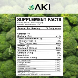 Foto 3 | Crucíferos en Polvo Mezcla Verde Superalimentos Aki Organic 5.3 Oz - Venta Internacional