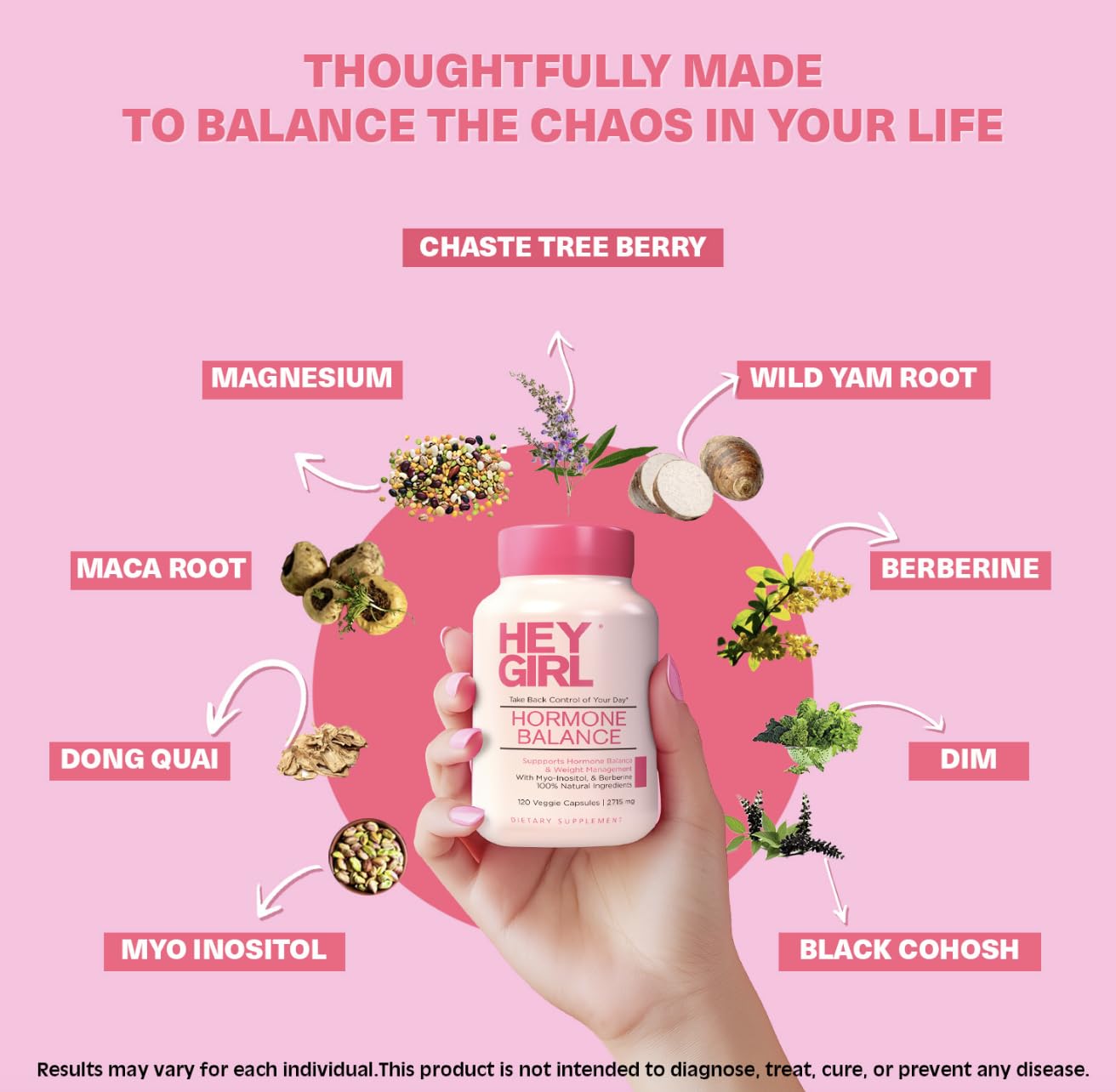 Foto 2 | Suplemento Hey Girl Hormone Balance para Mujer 120 Cápsulas - Venta Internacional