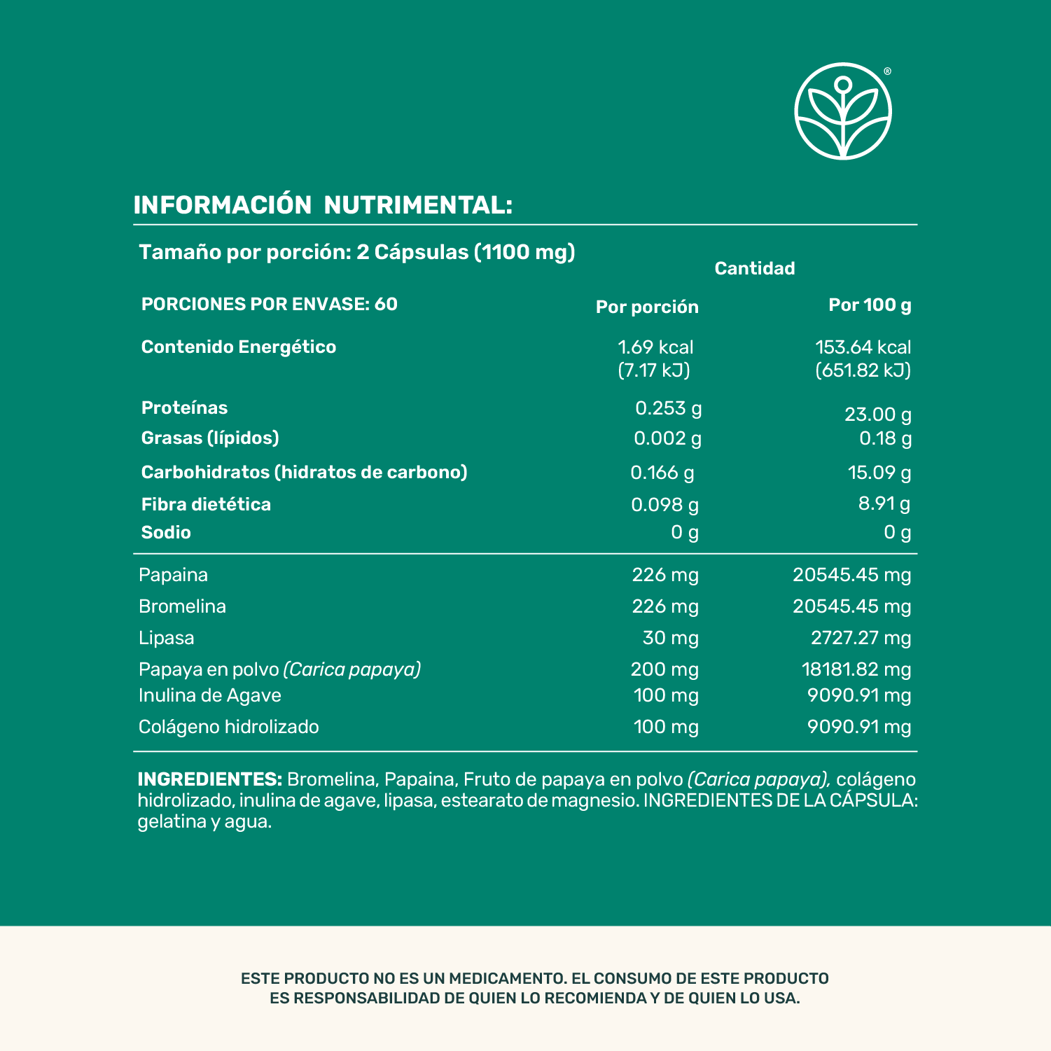 Foto 4 pulgar | Enzym Blend Life 360+ 120 Cápsulas Bromelina Papaína Lipasa