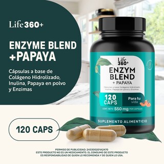 Foto 5 | Enzym Blend Life 360+ 120 Cápsulas Bromelina Papaína Lipasa