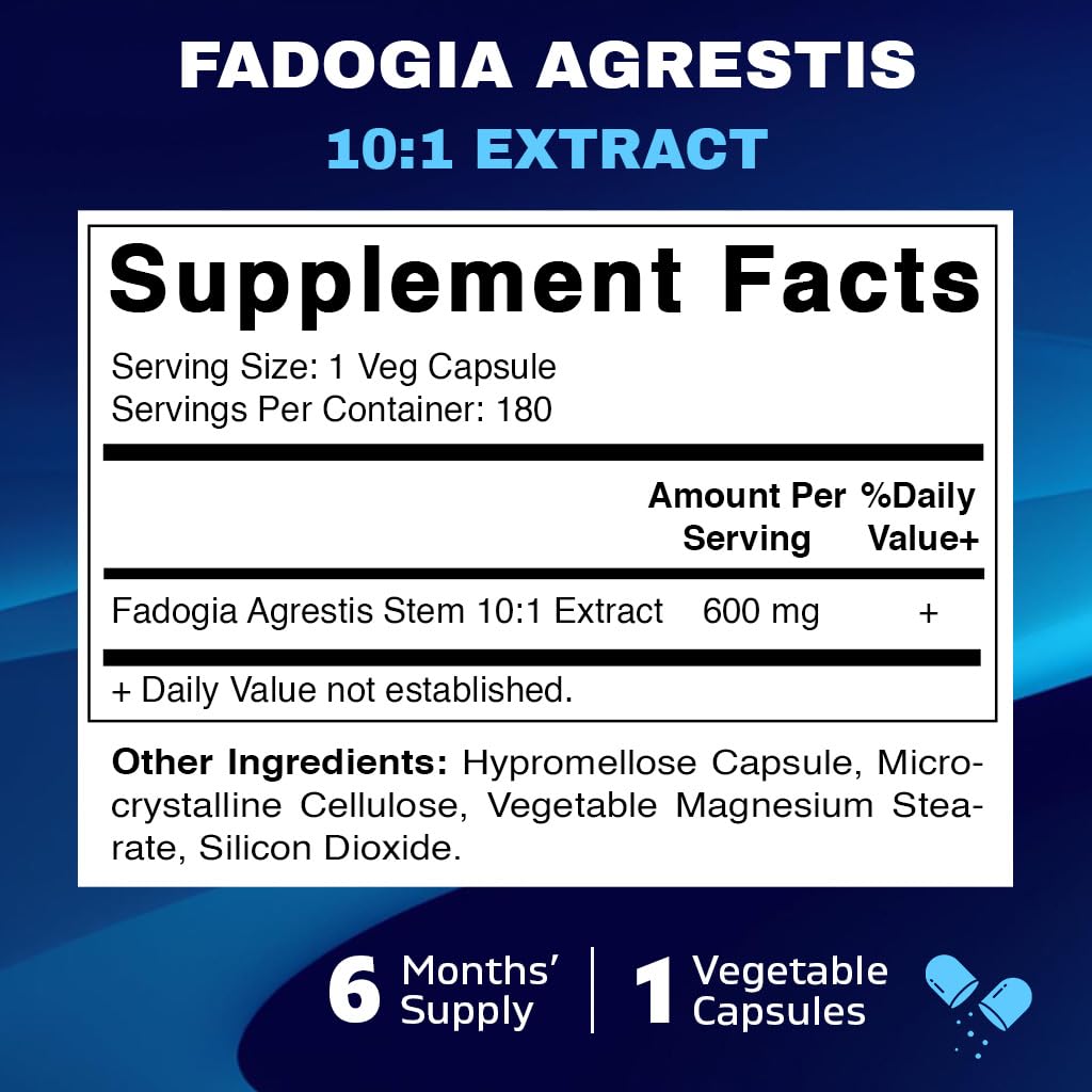 Foto 3 pulgar | Suplemento Vitamínico Extracto de Fadogia Agrestis 600 Mg 180 Cápsulas - Venta Internacional
