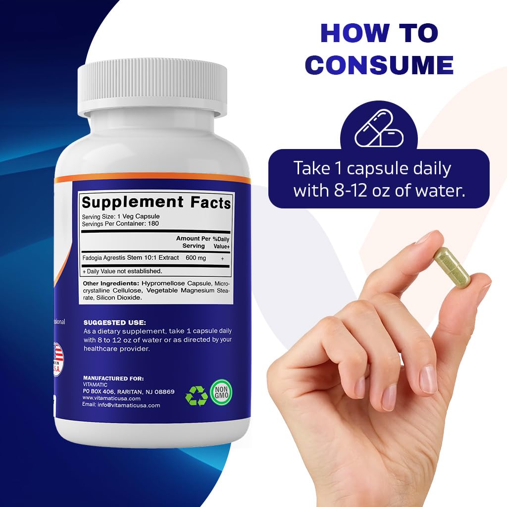 Foto 7 pulgar | Suplemento Vitamínico Extracto de Fadogia Agrestis 600 Mg 180 Cápsulas - Venta Internacional