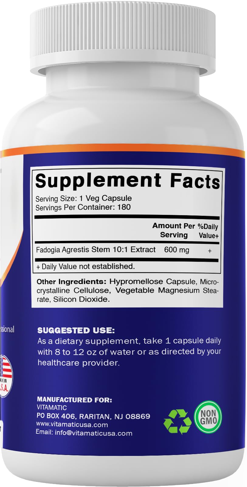 Foto 8 pulgar | Suplemento Vitamínico Extracto de Fadogia Agrestis 600 Mg 180 Cápsulas - Venta Internacional