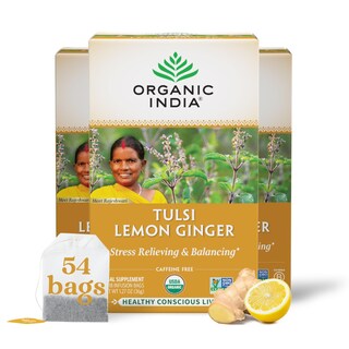 Foto 1 | Tea Organic India Tulsi Limón y Jengibre Hierbas 54 Bolsas, 3 Paquetes - Venta Internacional