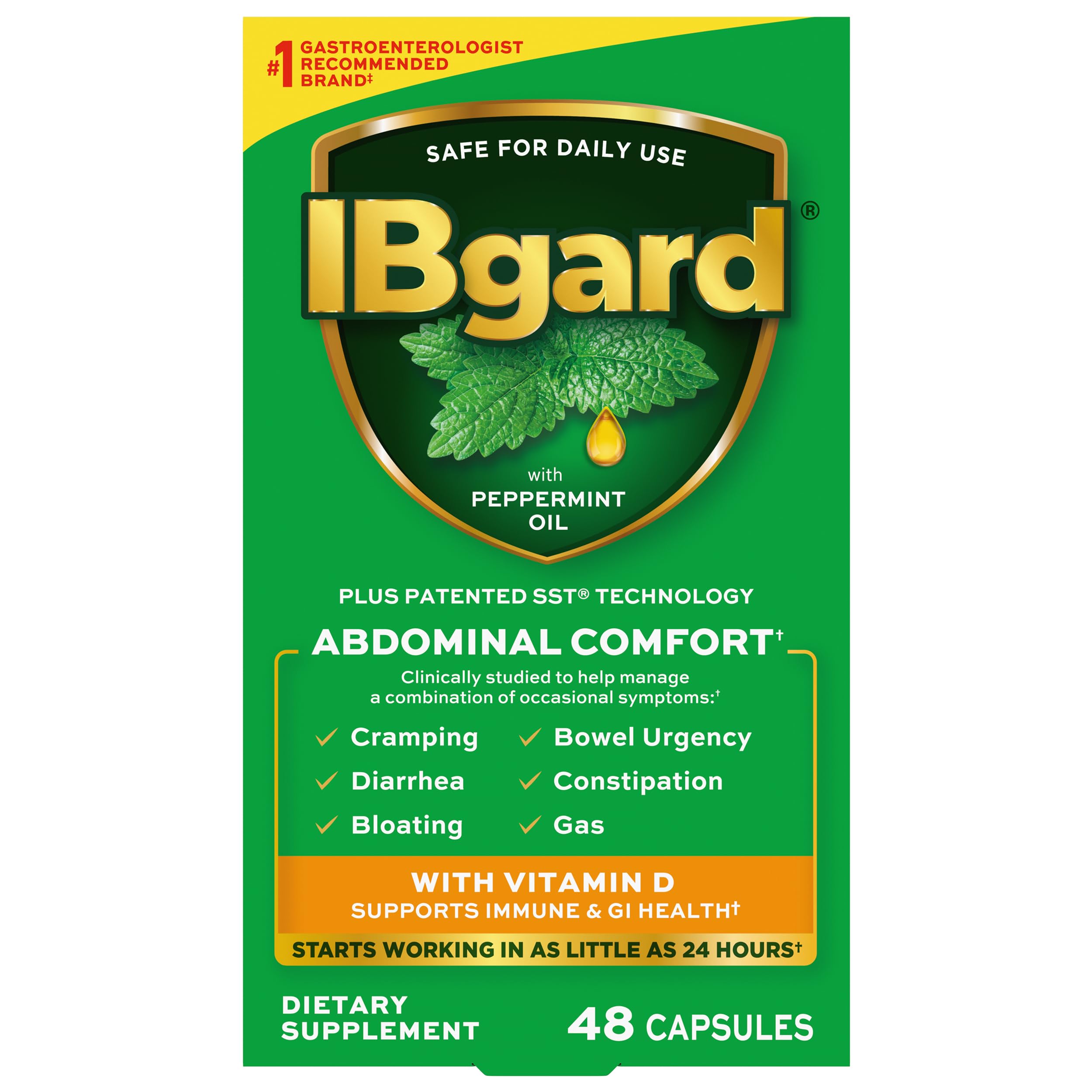 Foto 2 pulgar | Suplemento IBgard de Aceite de Menta con Vitamina D para la Salud Intestinal 48 Cápsulas- Venta Internacional