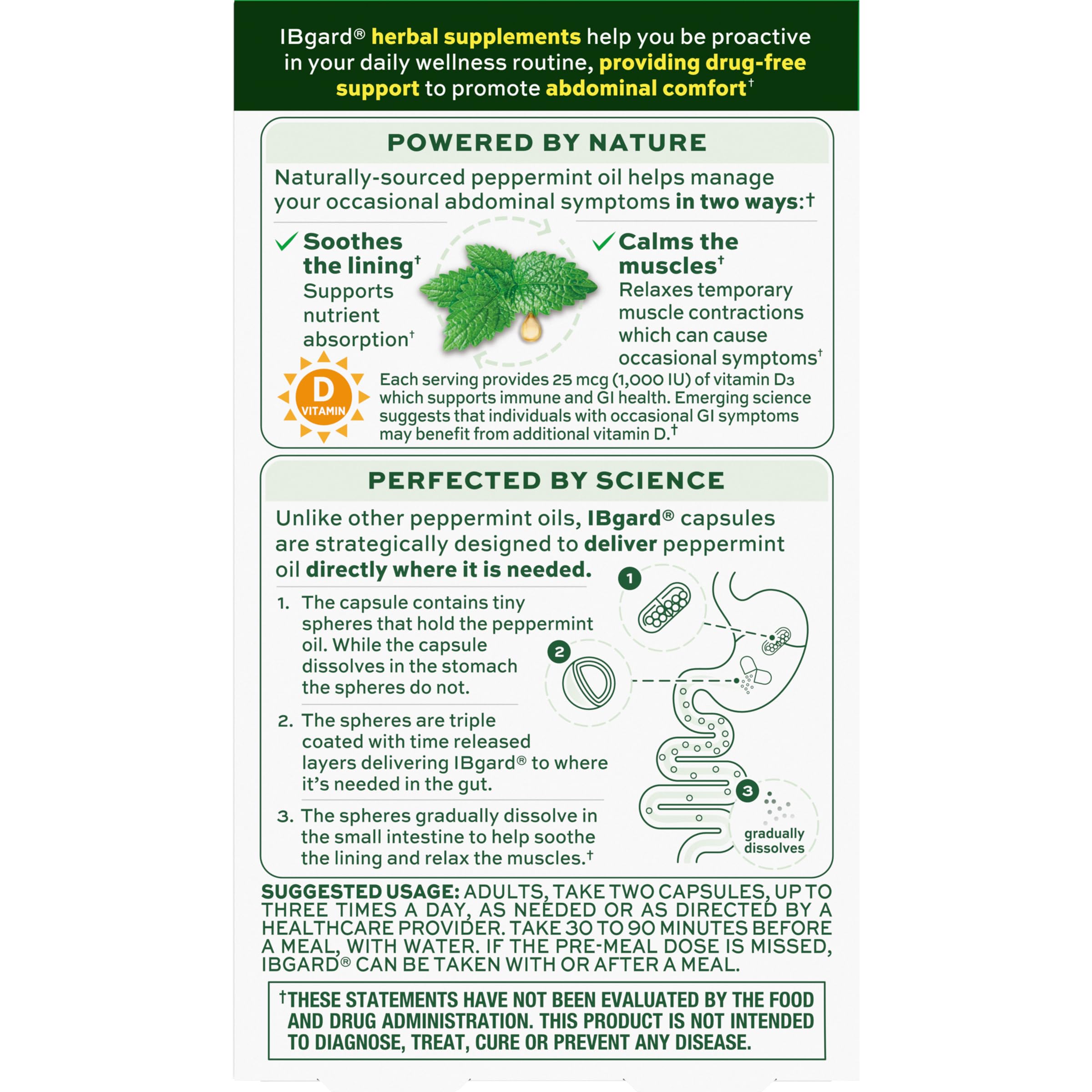 Foto 7 | Suplemento IBgard de Aceite de Menta con Vitamina D para la Salud Intestinal 48 Cápsulas- Venta Internacional