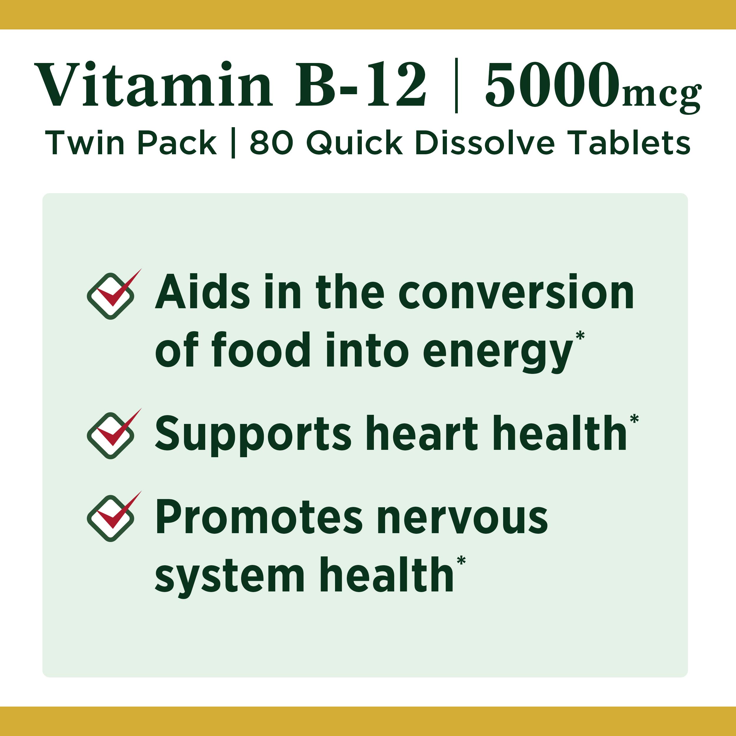 Foto 4 pulgar | Suplemento Vitamínico Nature's Bounty Vitamina B12 5000 Mcg 40 Comprimidos 2 Frascos- Venta Internacional