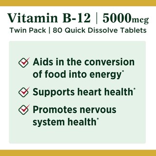 Foto 3 | Suplemento Vitamínico Nature's Bounty Vitamina B12 5000 Mcg 40 Comprimidos 2 Frascos- Venta Internacional