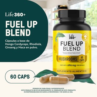 Foto 4 | Fuel Up Blend Life 360+ 60 Cápsulas Cordyceps Rhodiola Maca