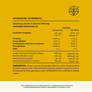 Foto 5 | Fuel Up Blend Life 360+ 120 Cápsulas Cordyceps Rhodiola Maca