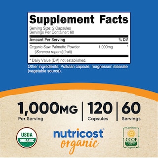 Foto 2 | Suplemento Nutricost Saw Palmetto 1000 Mg 120 Cápsulas - Venta Internacional.