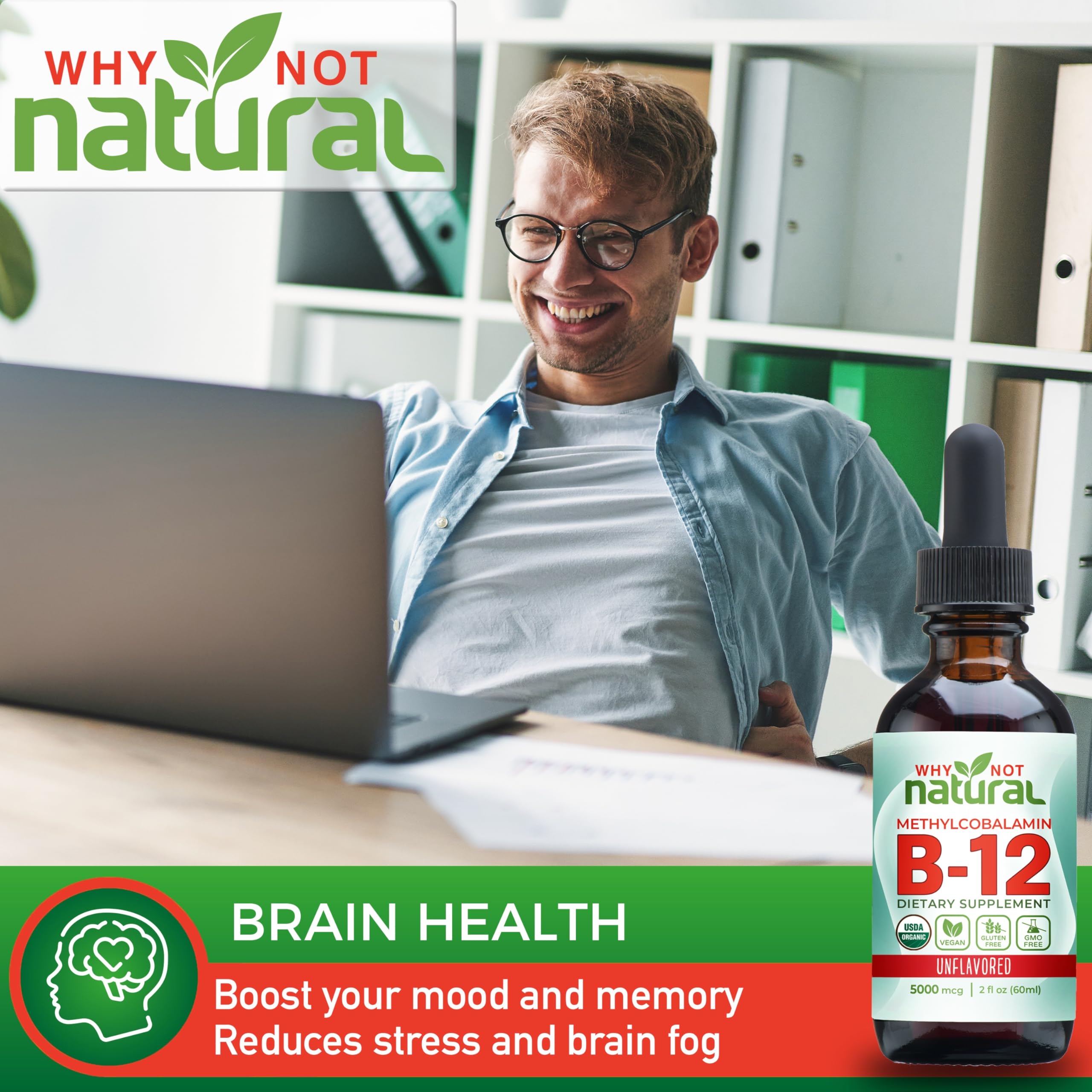Foto 4 pulgar | Vitamina B12 Líquida, Por Qué No Natural, Sublingual, 60 X 5000 Mcg - Venta Internacional.