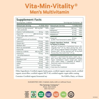 Foto 2 | Multivitamínico Pure Synergy Vita-Min-Vitality Men 60 Comprimidos - Venta Internacional