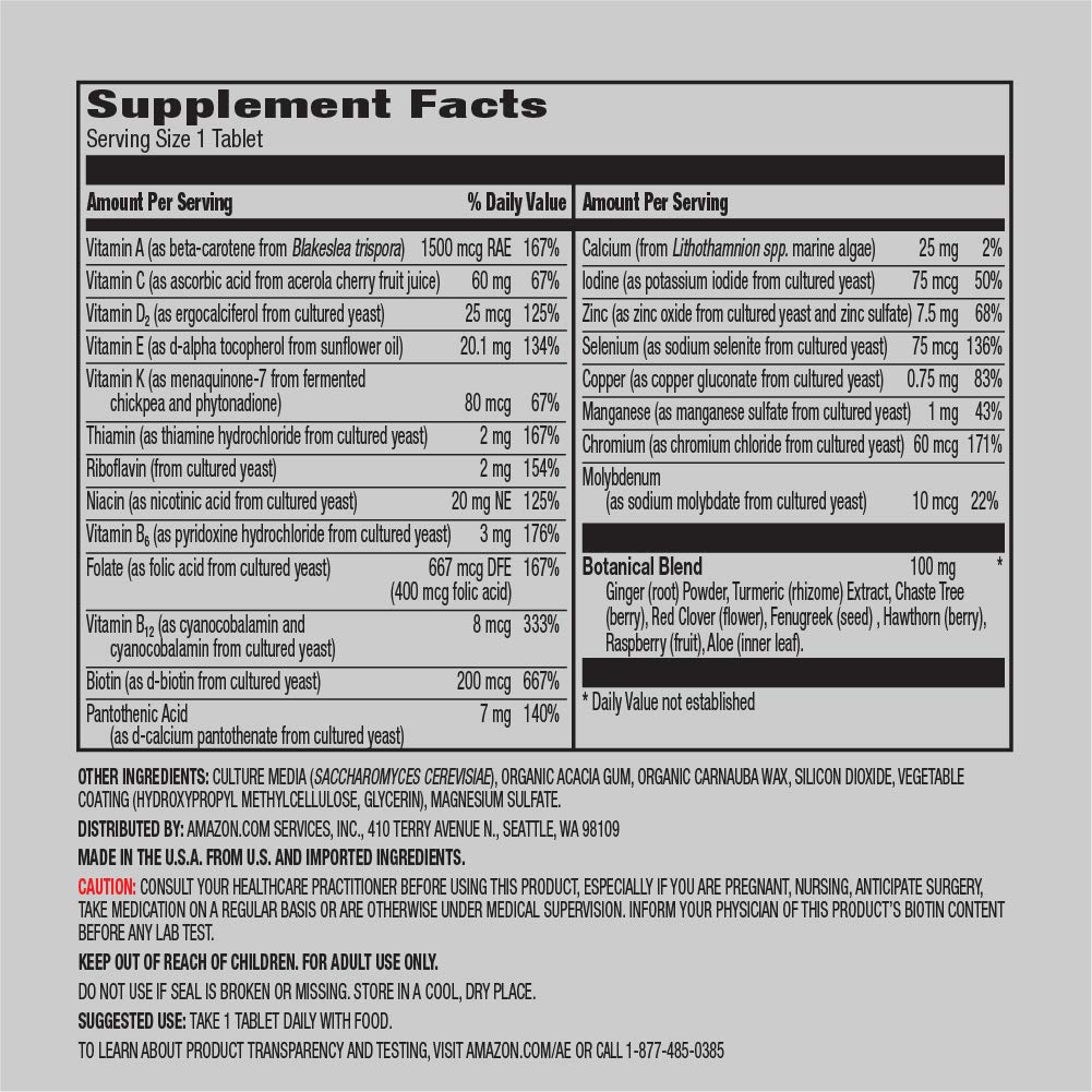 Foto 3 pulgar | Multivitamínico Amazon Elements para Mujeres Mayores de 40 Años 65 Comprimidos - Venta Internacional