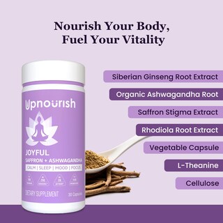 Foto 2 | Suplementos Upnourish Organic Ashwagandha Y Azafrán 30 Cápsulas - Venta Internacional.