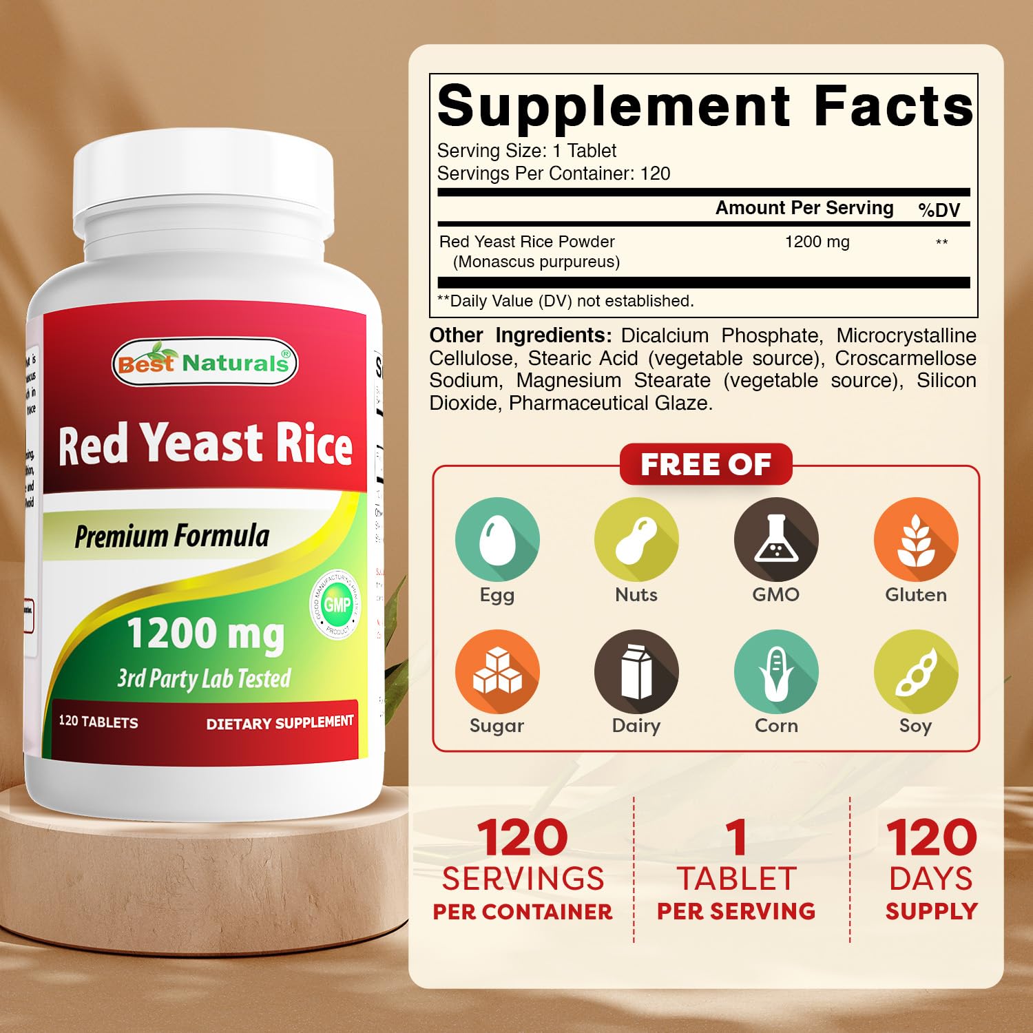 Foto 3 pulgar | Suplemento Best Naturals De Arroz De Levadura Roja de 3 Piezas-Venta Internacional