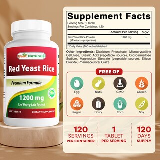 Foto 2 | Suplemento Best Naturals De Arroz De Levadura Roja de 3 Piezas-Venta Internacional