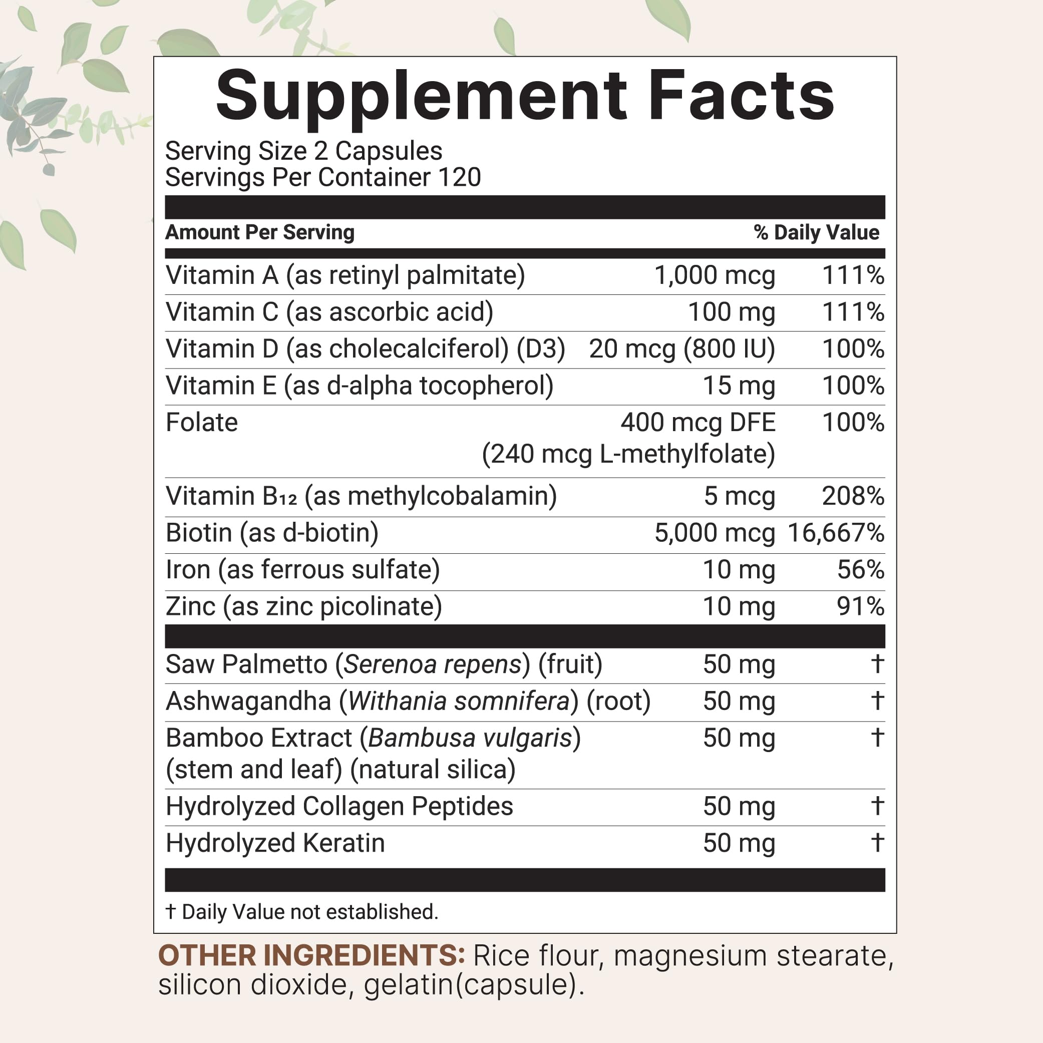 Foto 3 pulgar | Vitaminas para Cabello con Microingredientes 240 Cápsulas - Venta Internacional