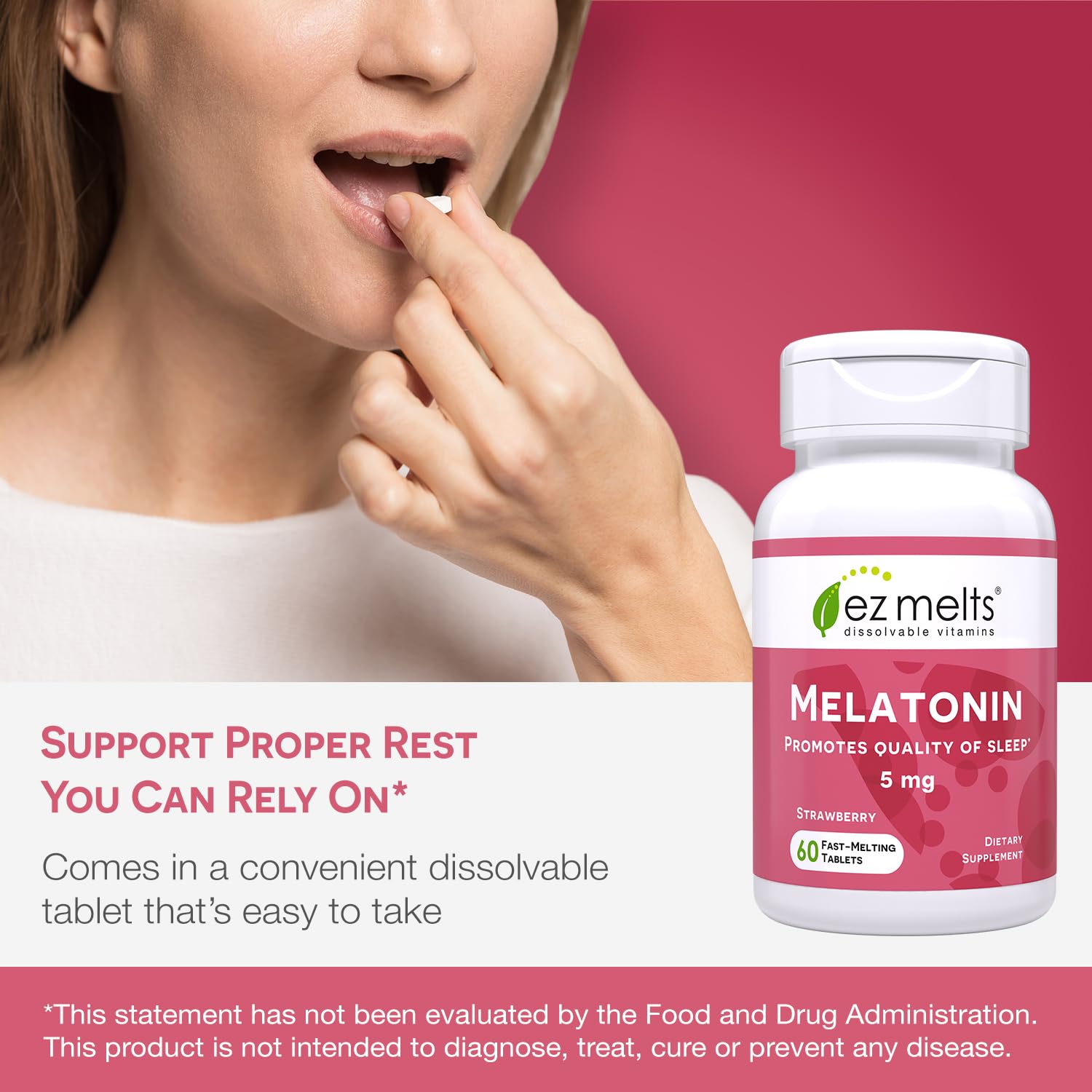 Foto 3 pulgar | Melatonina Ez Melts Soluble 5 Mg Sin Azúcar, 60 Comprimidos - Venta Internacional