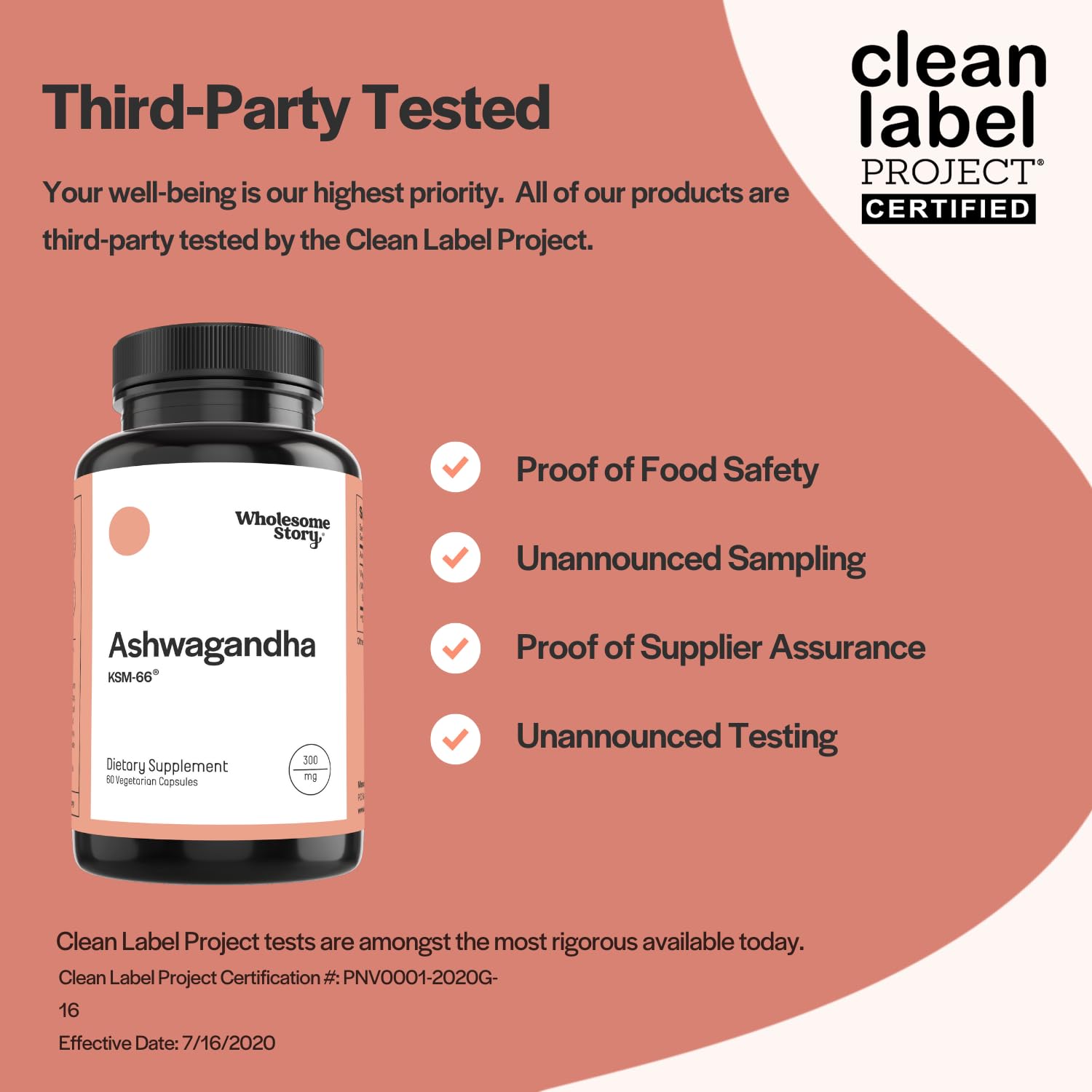 Foto 5 pulgar | Suplementos de Ashwagandha Vegana Wholesome Story 300 mg 60 Cápsulas - Venta Internacional