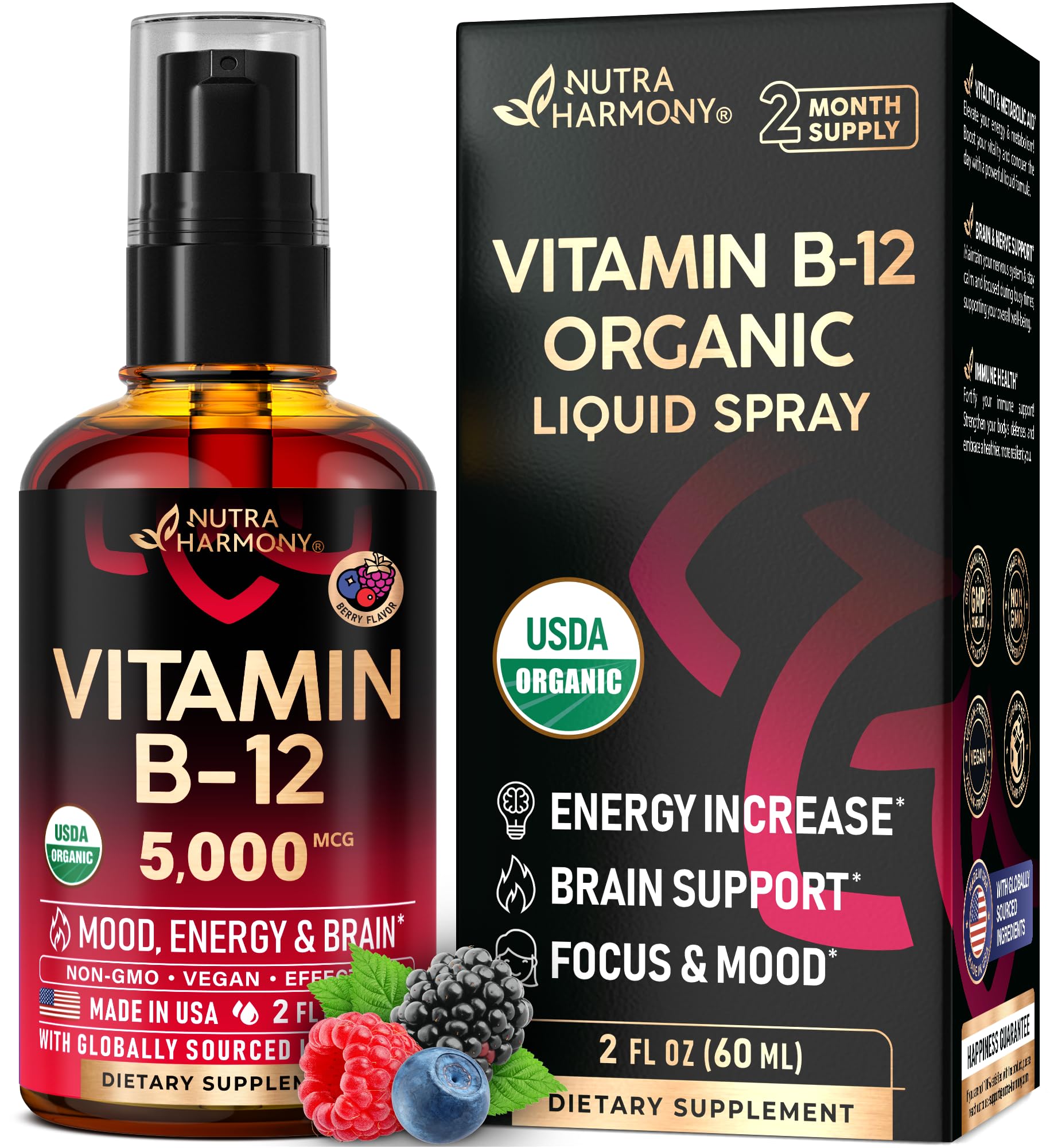 Foto 2 pulgar | Aerosol Sublingual de Vitamina B12 Nutraharmony 5000 mcg 60 ml - Venta Internacional