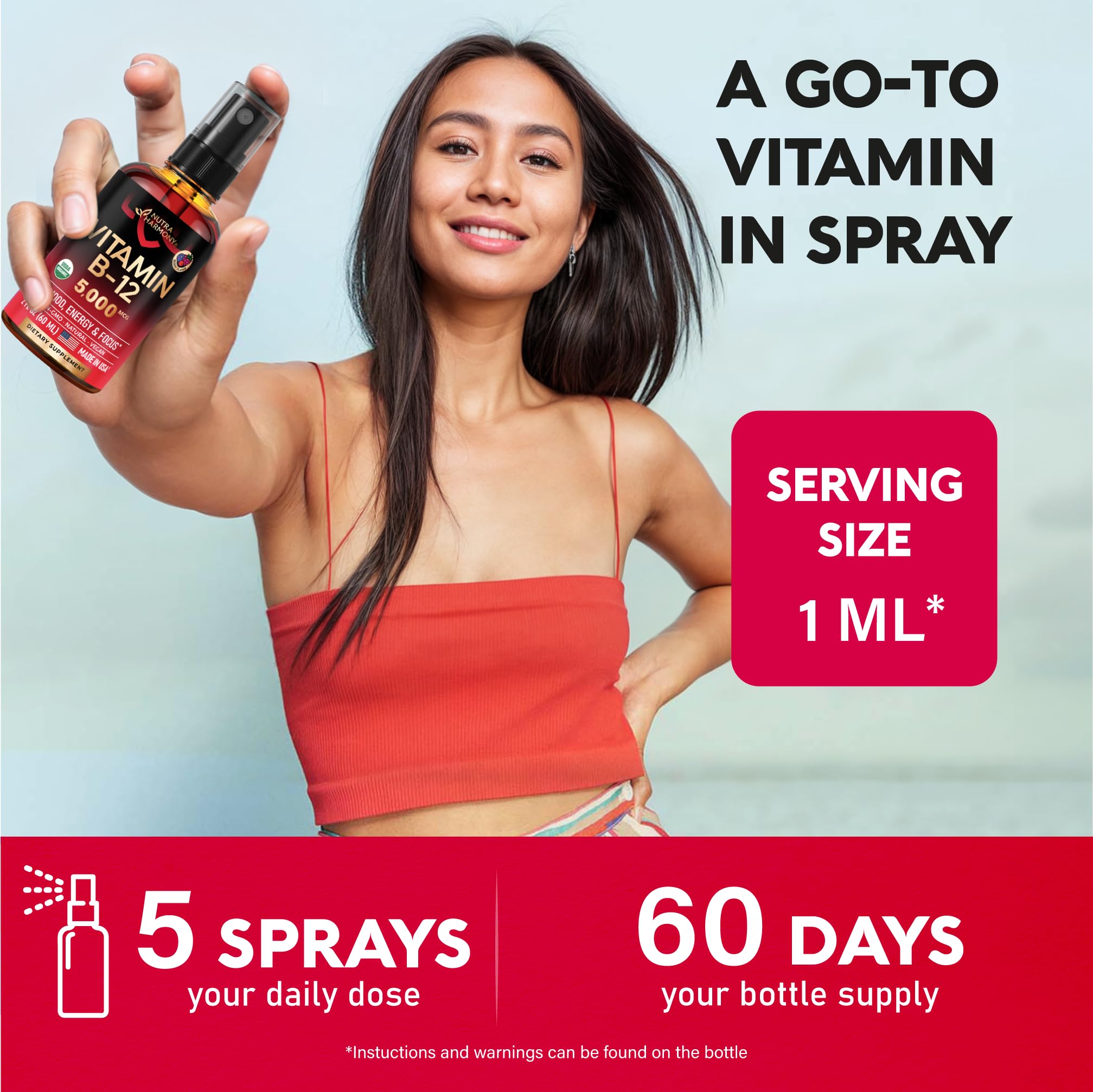 Foto 6 pulgar | Aerosol Sublingual de Vitamina B12 Nutraharmony 5000 mcg 60 ml - Venta Internacional