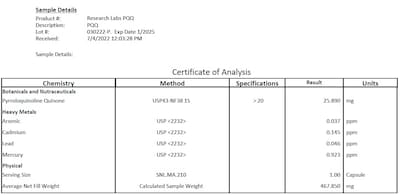 Foto 6 | Suplemento Research Labs PQQ X120 de Ultra Alta Pureza 60 Capsulas 2 Frascos - Venta Internacional
