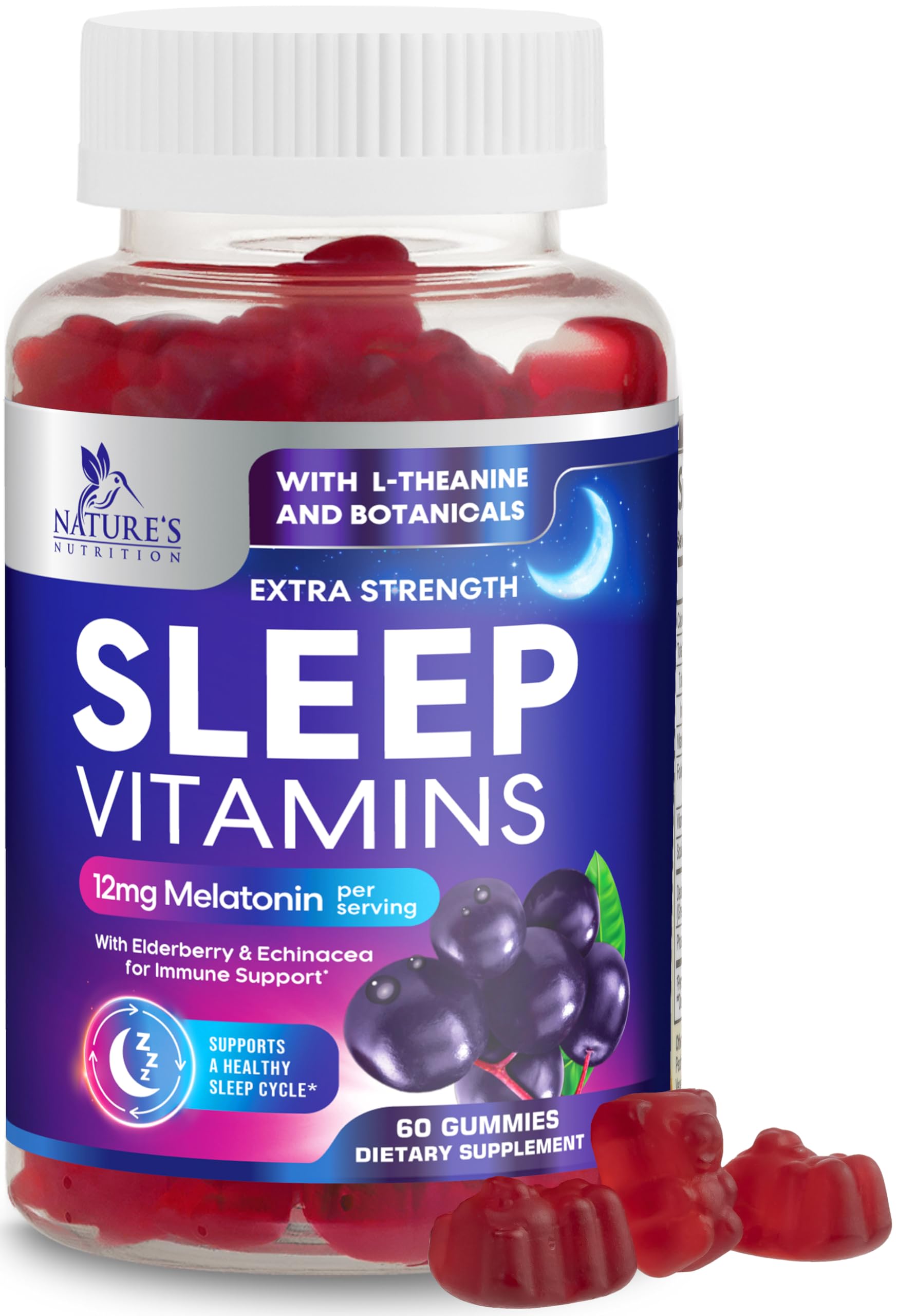 Foto 1 | Gominolas para Dormir Nature's Nutrition 12 Mg de Melatonina y Vitaminas - Venta Internacional