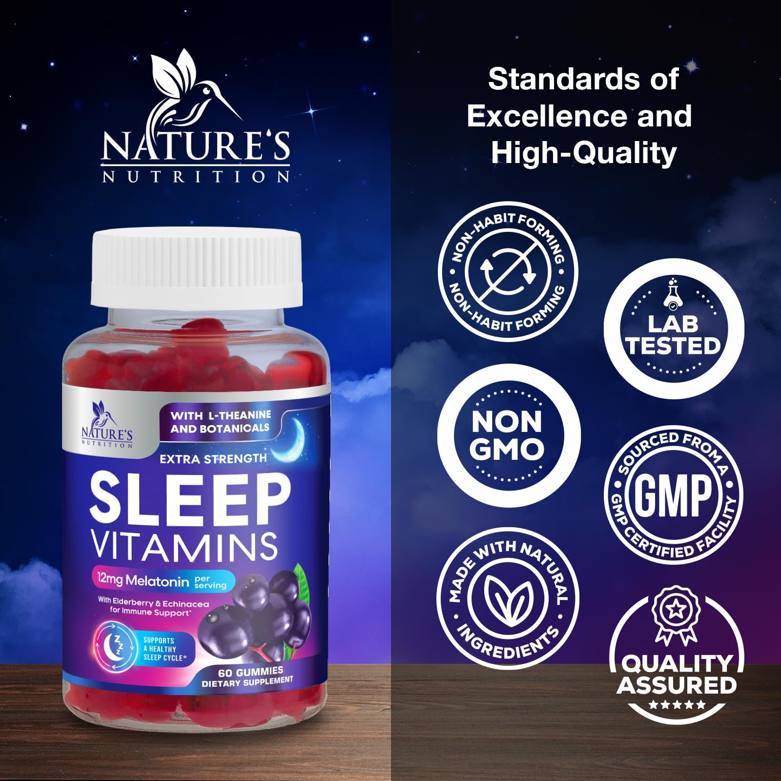 Foto 5 pulgar | Gominolas para Dormir Nature's Nutrition 12 Mg de Melatonina y Vitaminas - Venta Internacional