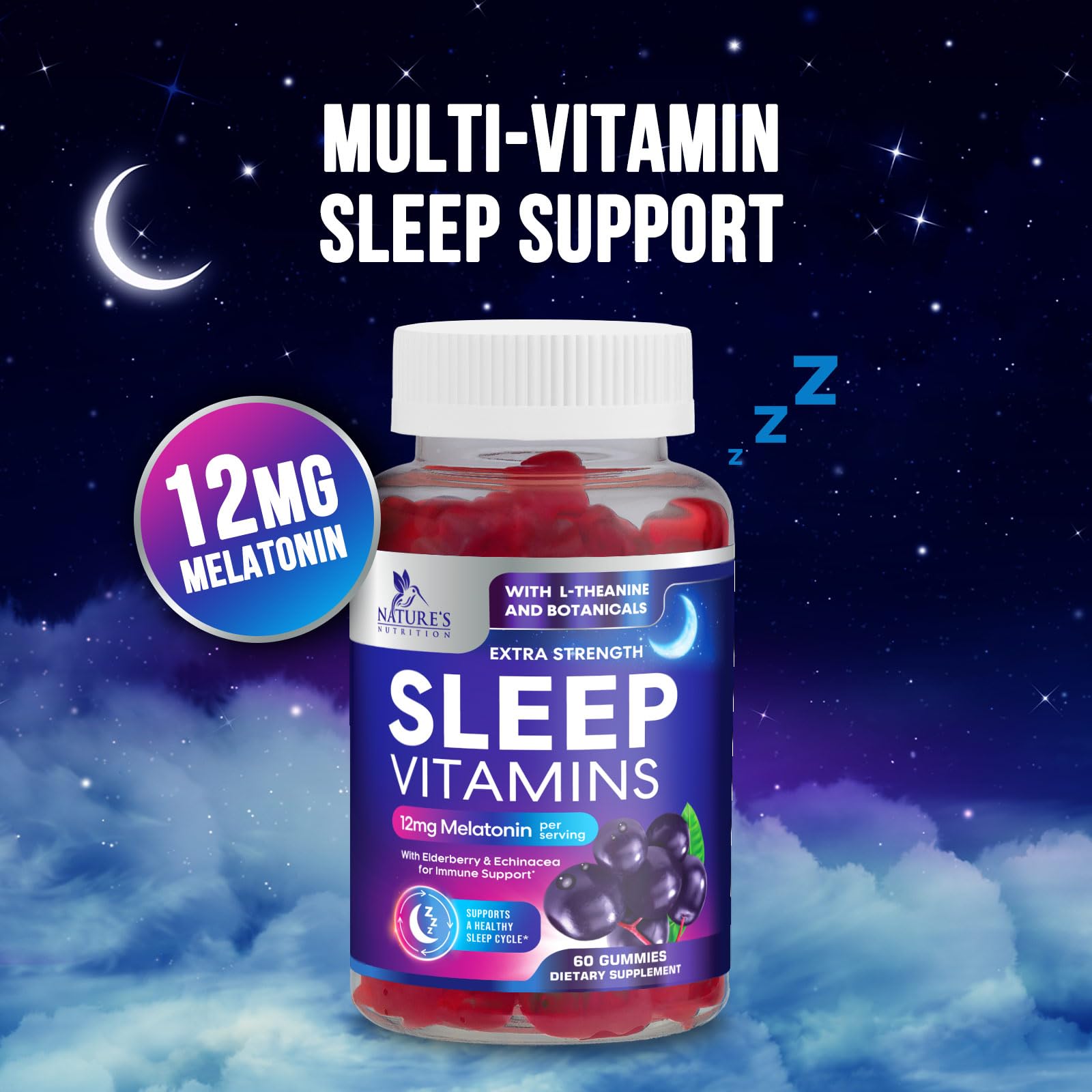 Foto 5 | Gominolas para Dormir Nature's Nutrition 12 Mg de Melatonina y Vitaminas - Venta Internacional