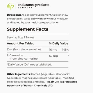 Foto 6 | Suplemento Endurance Products Zinc Carnosine de 60 Tabletas-Venta Internacional