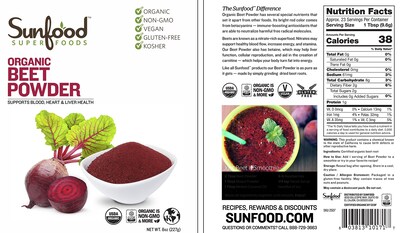 Foto 3 | Remolacha en Polvo Sunfood Superfoods - Venta Internacional