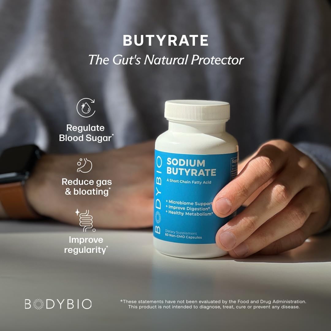 Foto 4 pulgar | Suplemento Bodybio Gut Health Butirato + Sodio 60 Cápsulas - Venta Internacional