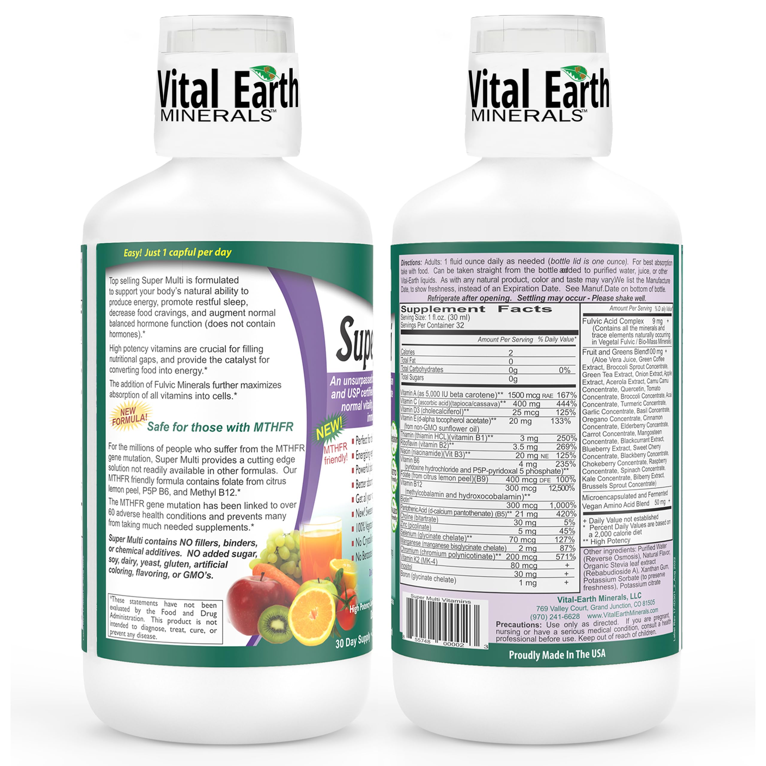 Foto 3 pulgar | Multivitaminas Líquidas Vital Earth Super Multi 946 ml con Taza - Venta Internacional