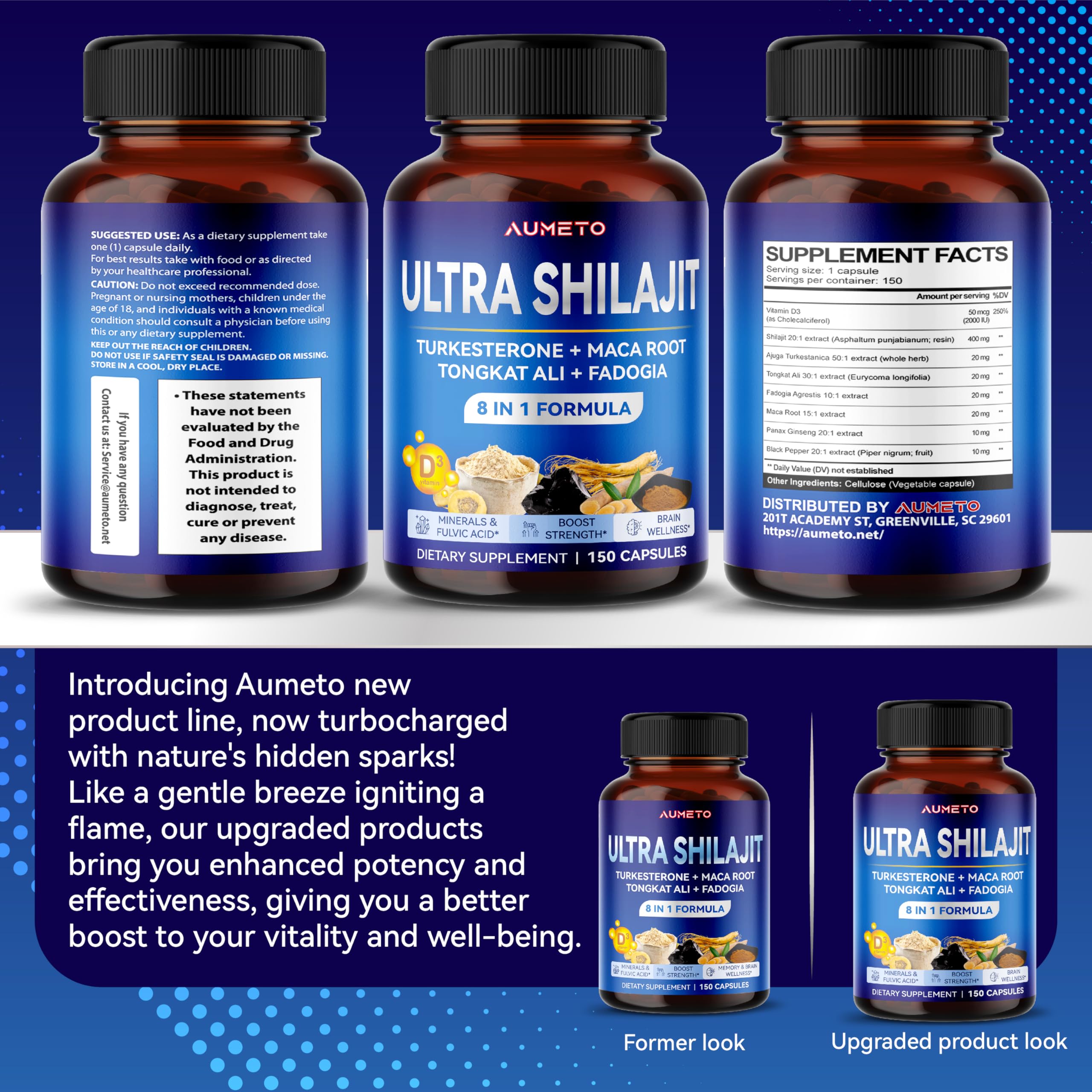 Foto 7 pulgar | Suplemento Aumeto Himalayan Shilajit con Turquesterona 150 Cápsulas - Venta Internacional