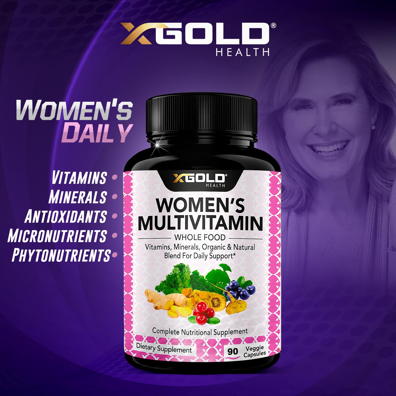Foto 6 pulgar | Multivitamínico X Gold Health Veganas con Alimentos Integrales para Mujeres Mayores De 50 Años - Venta Internacional