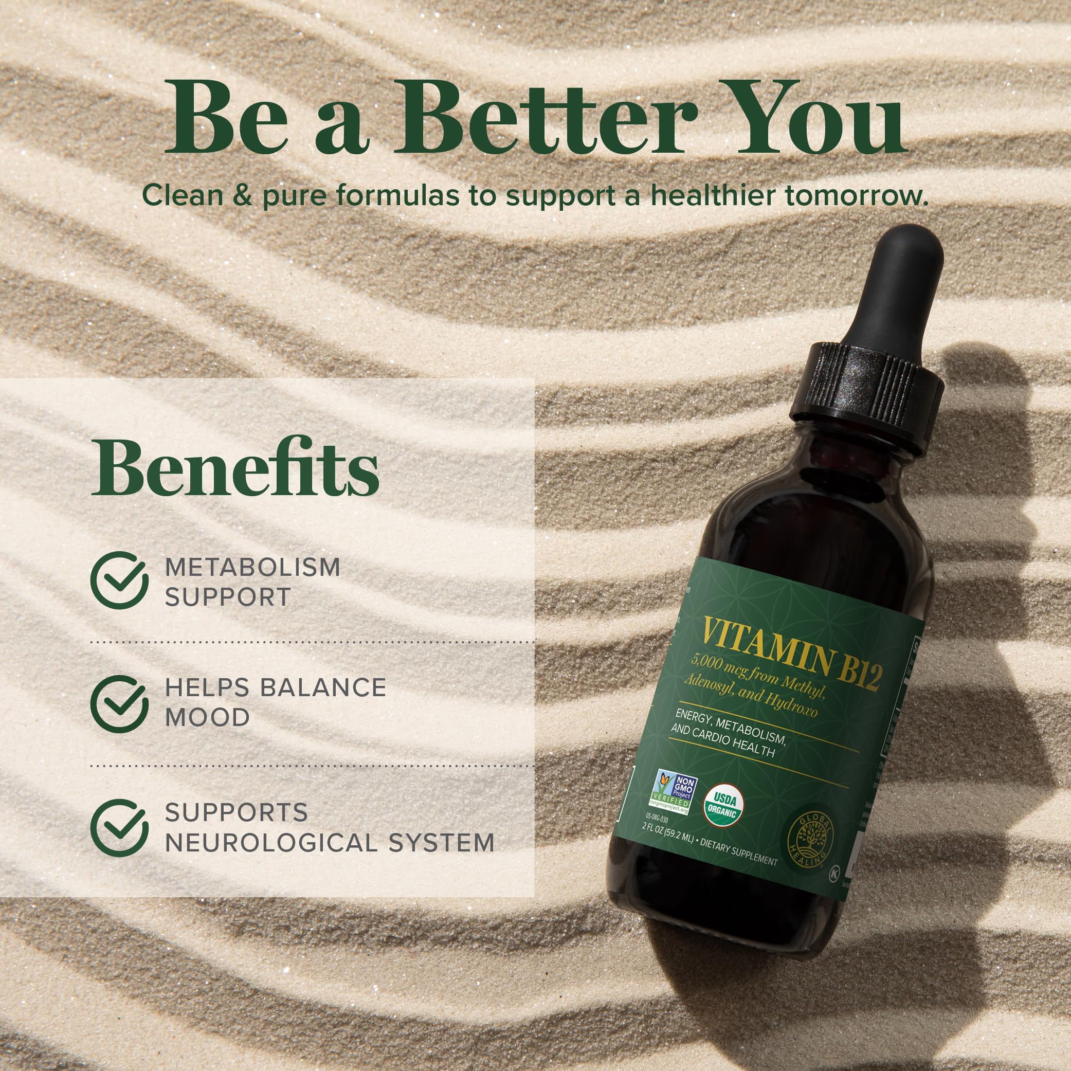 Foto 5 pulgar | Suplemento de Vitamina B12 Global Healing Líquido 5000 Mcg - Venta Internacional