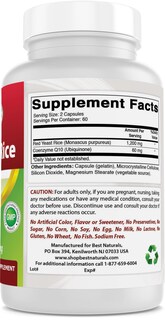 Foto 2 | Suplemento Best Naturals de Arroz de Levadura Roja con CoQ10 120 Cápsulas - Venta Internacional