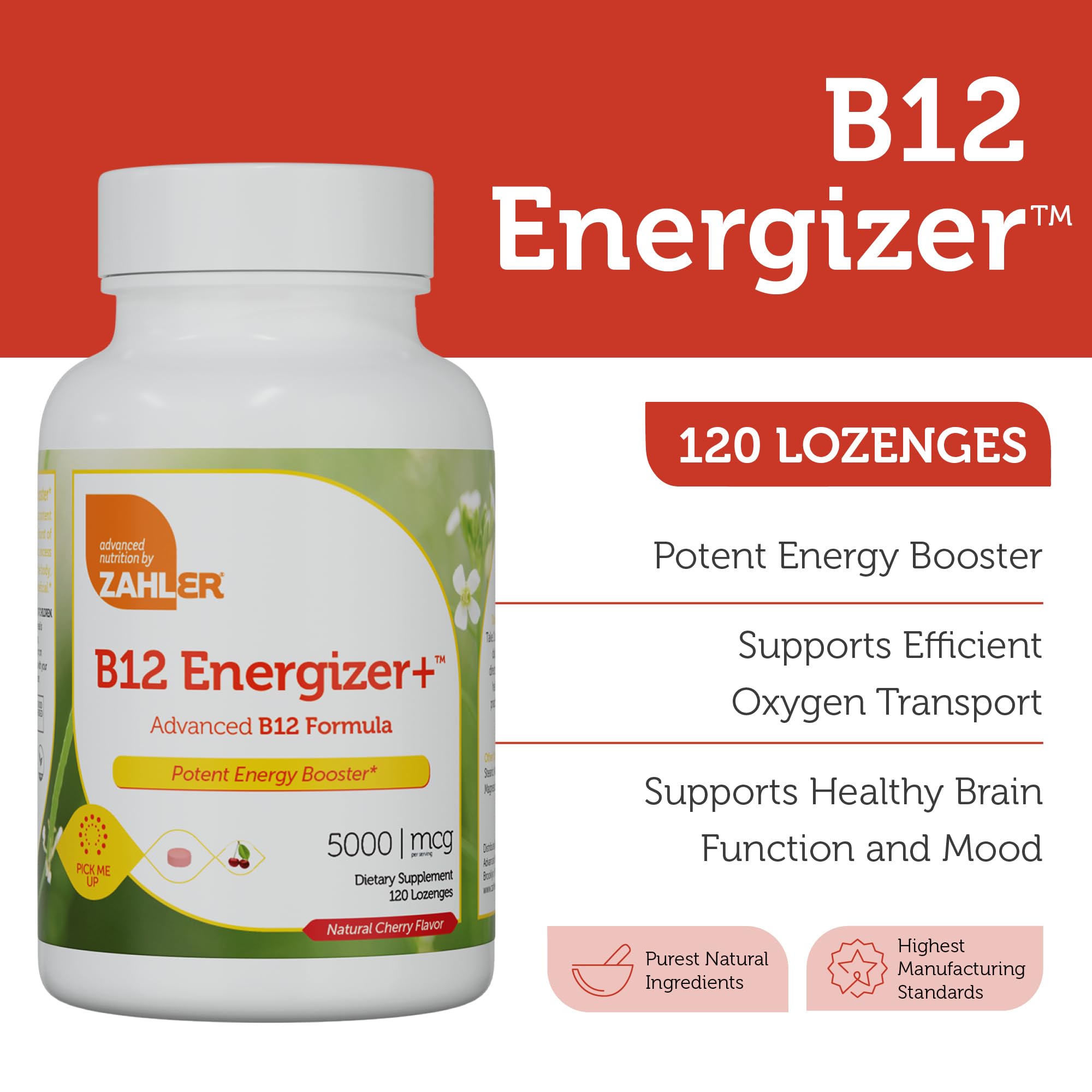 Foto 3 pulgar | Suplemento Zahler Energizer+ De Vitamina B12 5000 Mcg 120 Comprimidos - Venta Internacional.
