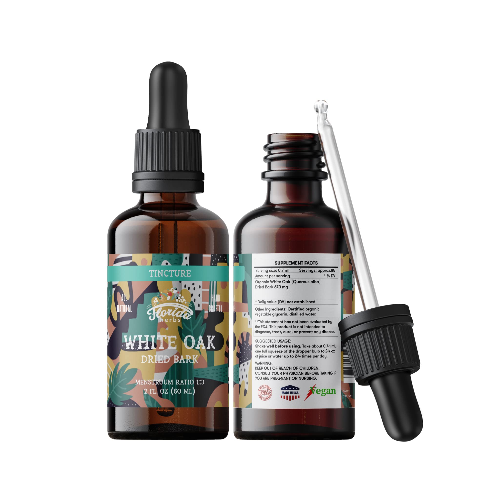 Foto 2 pulgar | Suplemento de Tinturade Roble Blanco Florida Herbs 60 ml - Venta Internacional